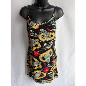 Vintage Liquid Aloha Colorful Mini Dress Size S 70s 80s Retro Summer Beach Cute